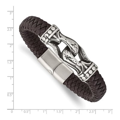 Stainless Steel Braided Faux Leather Bracelet – view 4