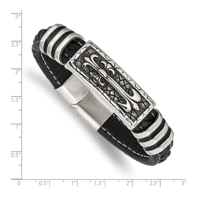 Stainless Steel Cross Leather Bracelet – view 4