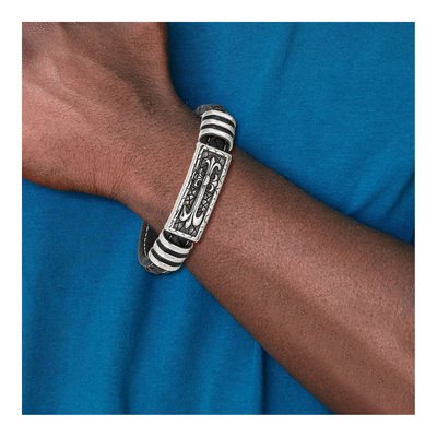 Stainless Steel Cross Leather Bracelet – view 5