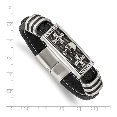 Stainless Steel Skull Braided Leather Bracelet – view 4
