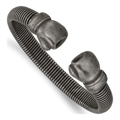 Stainless Steel Gunmetal Boxing Gloves Cuff Bracelet