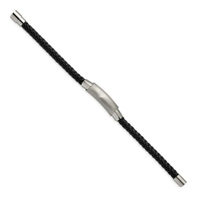 Stainless Steel Black Leather Bracelet – view 3