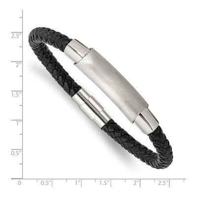 Stainless Steel Black Leather Bracelet – view 4