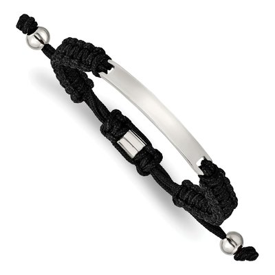 Stainless Steel Black Nylon Adjustable ID Bracelet
