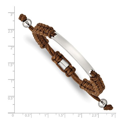 Stainless Steel Brown Nylon ID Bracelet – view 3