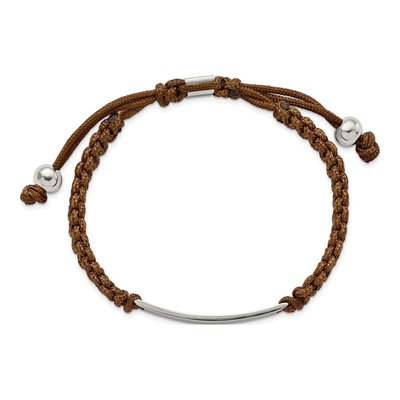 Stainless Steel Brown Nylon ID Bracelet – view 4