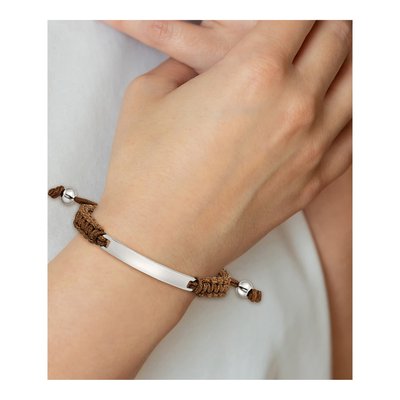 Stainless Steel Brown Nylon ID Bracelet – view 5