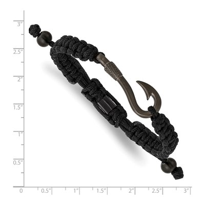 Stainless Steel Gunmetal Fishing Hook Adjustable Bracelet – view 3