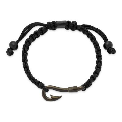 Stainless Steel Gunmetal Fishing Hook Adjustable Bracelet – view 4