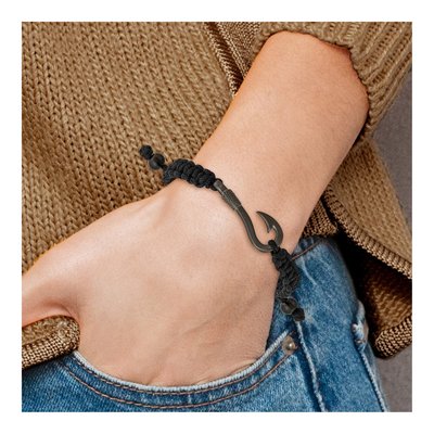 Stainless Steel Gunmetal Fishing Hook Adjustable Bracelet – view 5