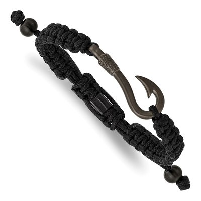 Stainless Steel Gunmetal Fishing Hook Adjustable Bracelet