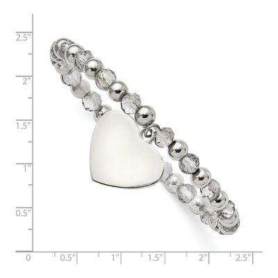 Stainless Steel Grey Glass Heart Bracelet – view 4