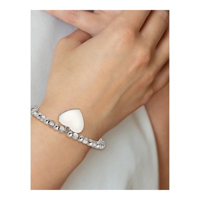Stainless Steel Grey Glass Heart Bracelet – view 5