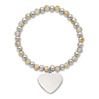 Chisel Stainless Steel Heart Charm Beaded Bracelet – view 3
