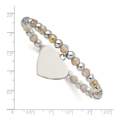 Chisel Stainless Steel Heart Charm Beaded Bracelet – view 4