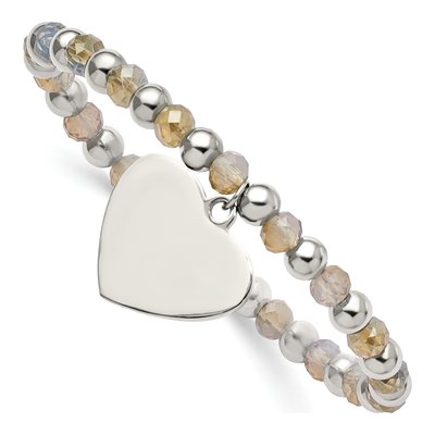 Stainless Steel Heart Beaded Bracelet