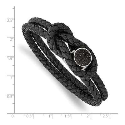 Stainless Steel Black Leather Bracelet – view 4