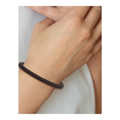 Stainless Steel Black Brown Wire Bangle Bracelet – view 5