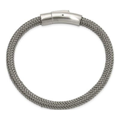 Stainless Steel Woven Wire Bangle Bracelet – view 3