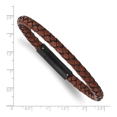 Black Stainless Steel Leather Bracelet – view 4