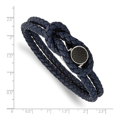 Stainless Steel Navy Leather Bracelet – view 4