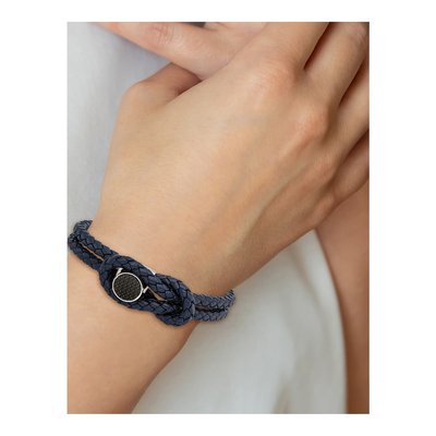 Stainless Steel Navy Leather Bracelet – view 5