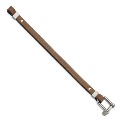 Stainless Steel Black Brown Leather Bracelet – view 2