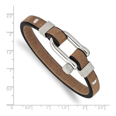 Stainless Steel Black Brown Leather Bracelet – view 3