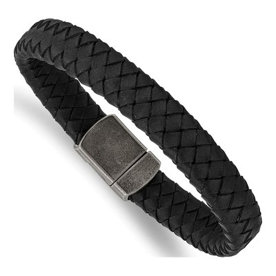 Stainless Steel Braided Leather Bracelet