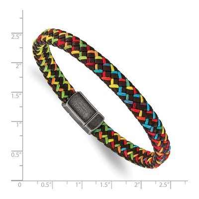 Stainless Steel Braided Brown Leather Bracelet – view 4