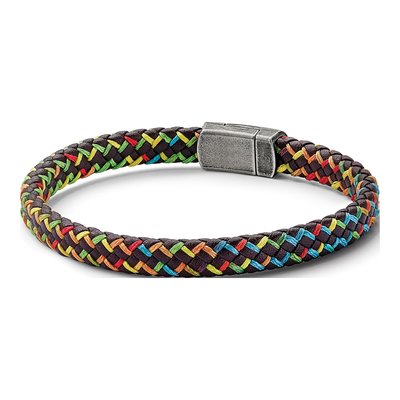 Stainless Steel Braided Brown Leather Bracelet – view 8