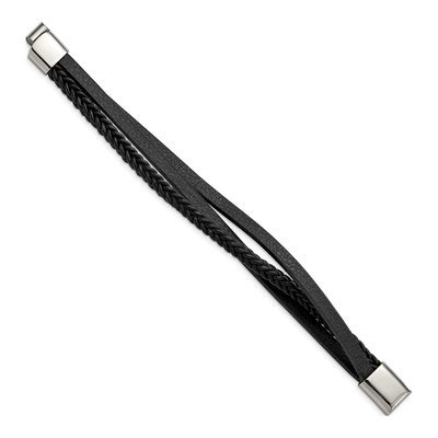 Stainless Steel Multi-Strand Leather Bracelet – view 3