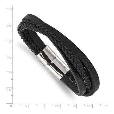 Stainless Steel Multi-Strand Leather Bracelet – view 4