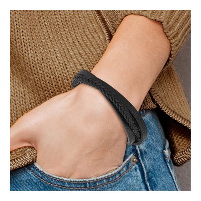 Stainless Steel Multi-Strand Leather Bracelet – view 5