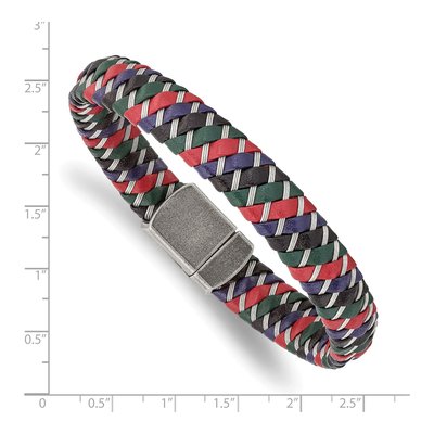 Stainless Steel Multi-Color Leather Bracelet | Chisel – view 3