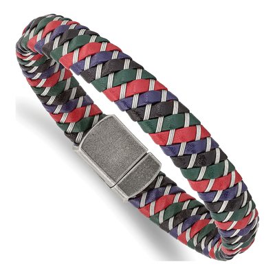 Stainless Steel Multi-Color Leather Bracelet