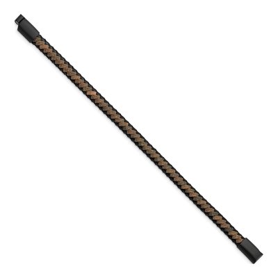 Black Stainless Steel Braided Leather Bracelet – view 3