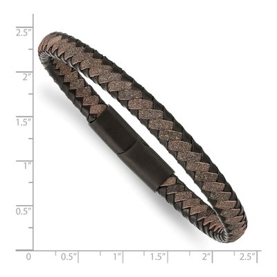 Black Stainless Steel Braided Leather Bracelet – view 4