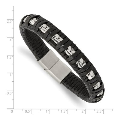 Stainless Steel Leather Bracelet – view 4