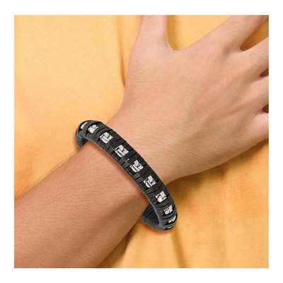 Stainless Steel Leather Bracelet – view 5