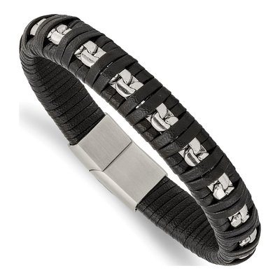 Stainless Steel Leather Bracelet