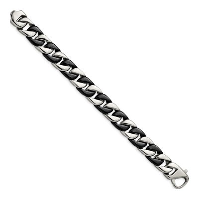 Men's Black Stainless Steel 14mm Curb Chain Bracelet – view 3