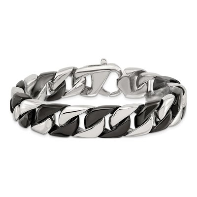 Men's Black Stainless Steel 14mm Curb Chain Bracelet – view 4
