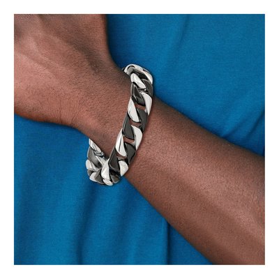 Men's Black Stainless Steel 14mm Curb Chain Bracelet – view 5