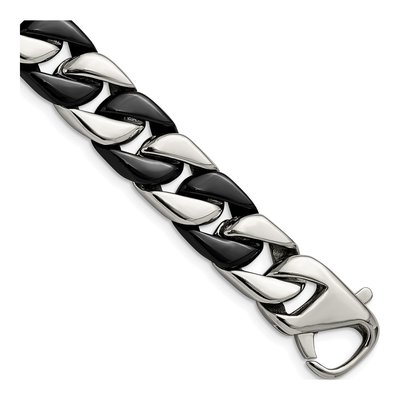 Men's Black Stainless Steel 14mm Curb Chain Bracelet