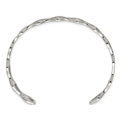 Stainless Steel Wavy Cuff Bracelet – view 3