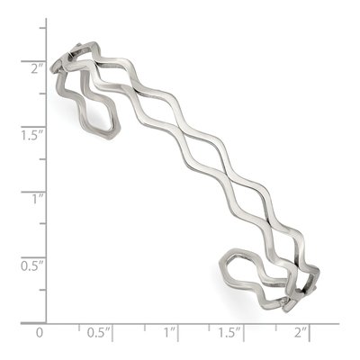 Stainless Steel Wavy Cuff Bracelet – view 4