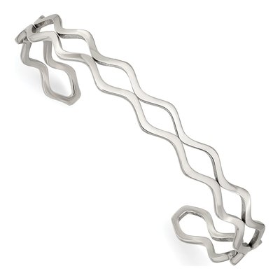 Stainless Steel Wavy Cuff Bracelet