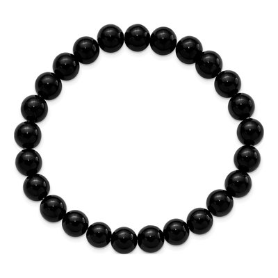 Black Agate Beaded Stretch Bracelet, 8mm – view 2