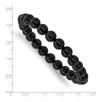 Black Agate Beaded Stretch Bracelet, 8mm – view 3